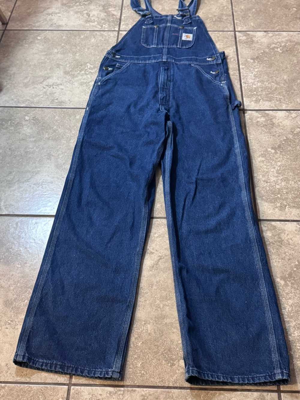 Carhartt Men's R07-DST Denim Bib Overalls Size 32x34 Dark Stone Workwear